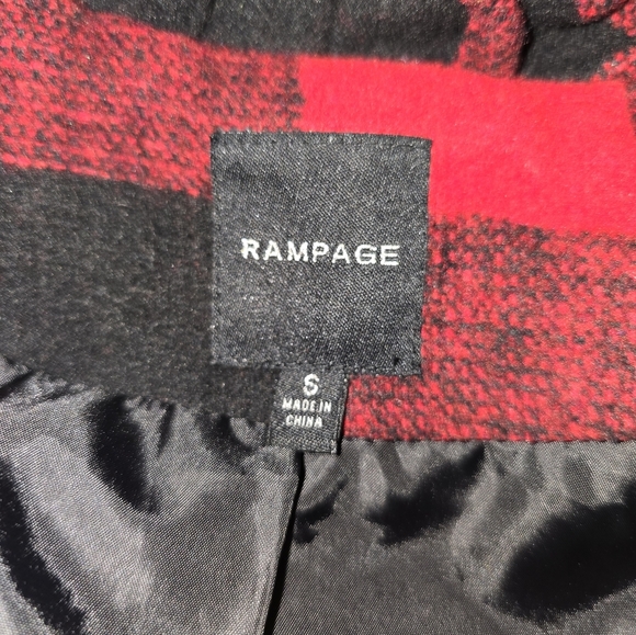 Rampage Carrie Classic Small Double Breast Red & Black Plaid Peacoat Jacket - Picture 6 of 9